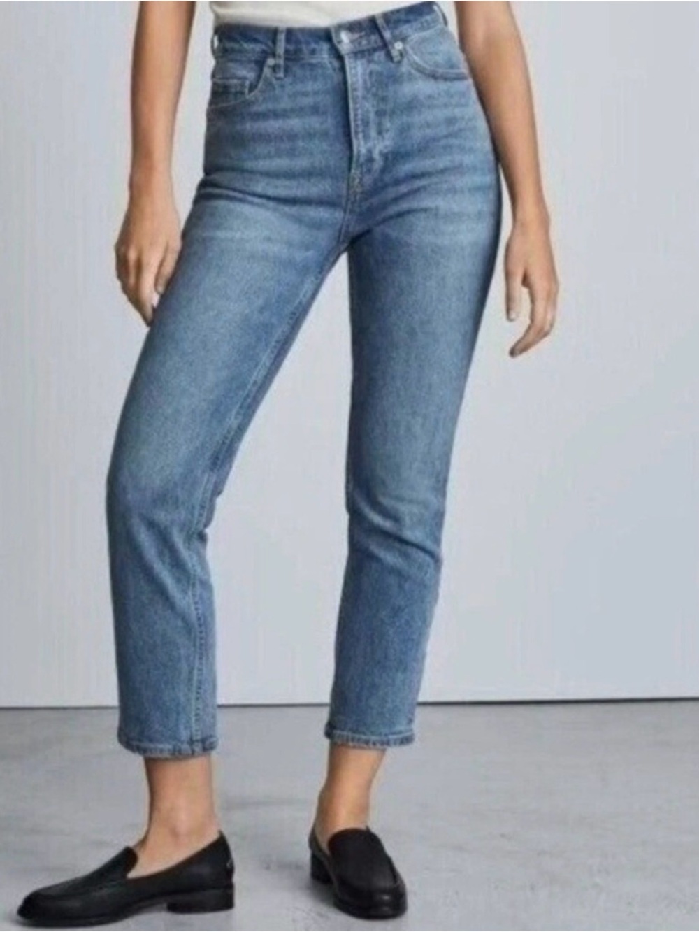 Everlane High-Rise Cropped Straight Jeans Size 27R Organic Cotton